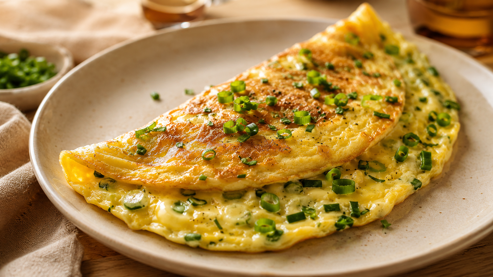 Omelette aux oignons verts