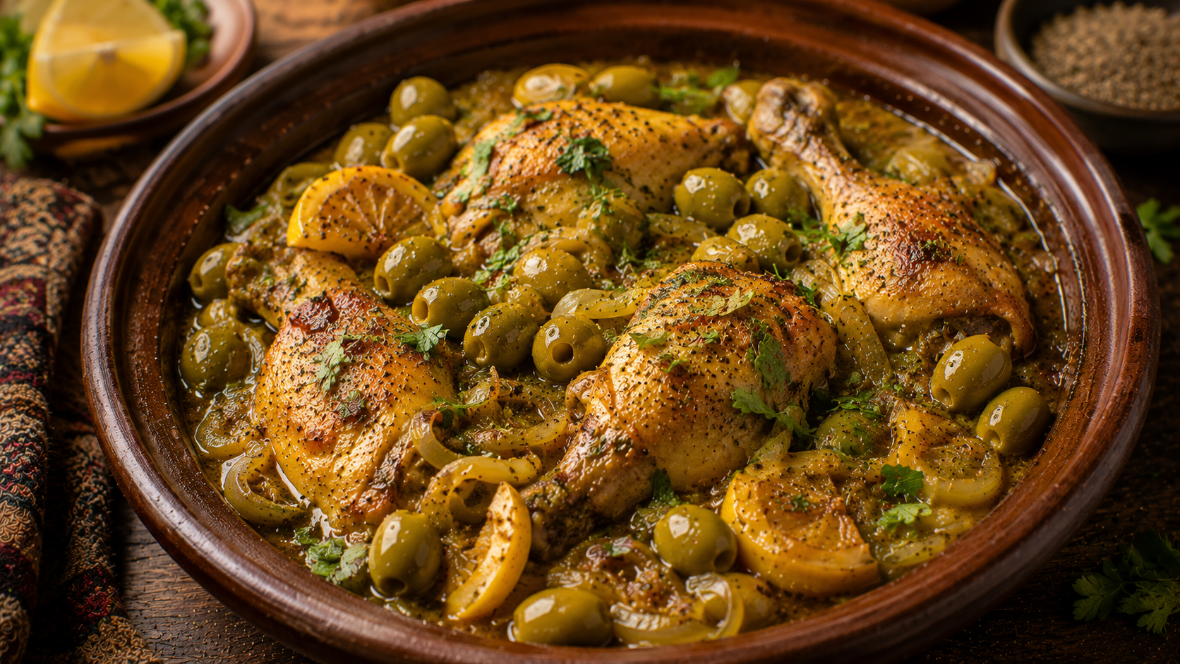 Poulet au citron confit et olives